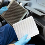 Clean and dirty cabin pollen air filter for a car