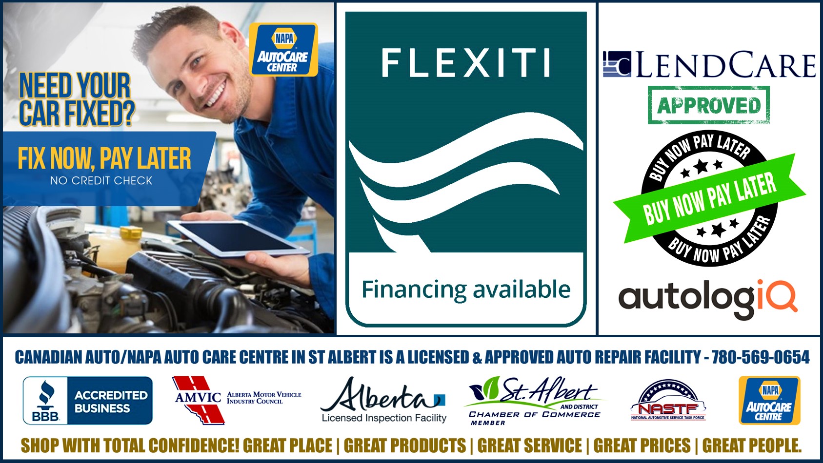 Fix Your Auto Repairs/Buy Tires/Get an Extended Warranty Now, Pay Later!